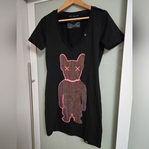 Veni.Vidi.Vici Heenry Black Tshirt Mini-dress Size Medium